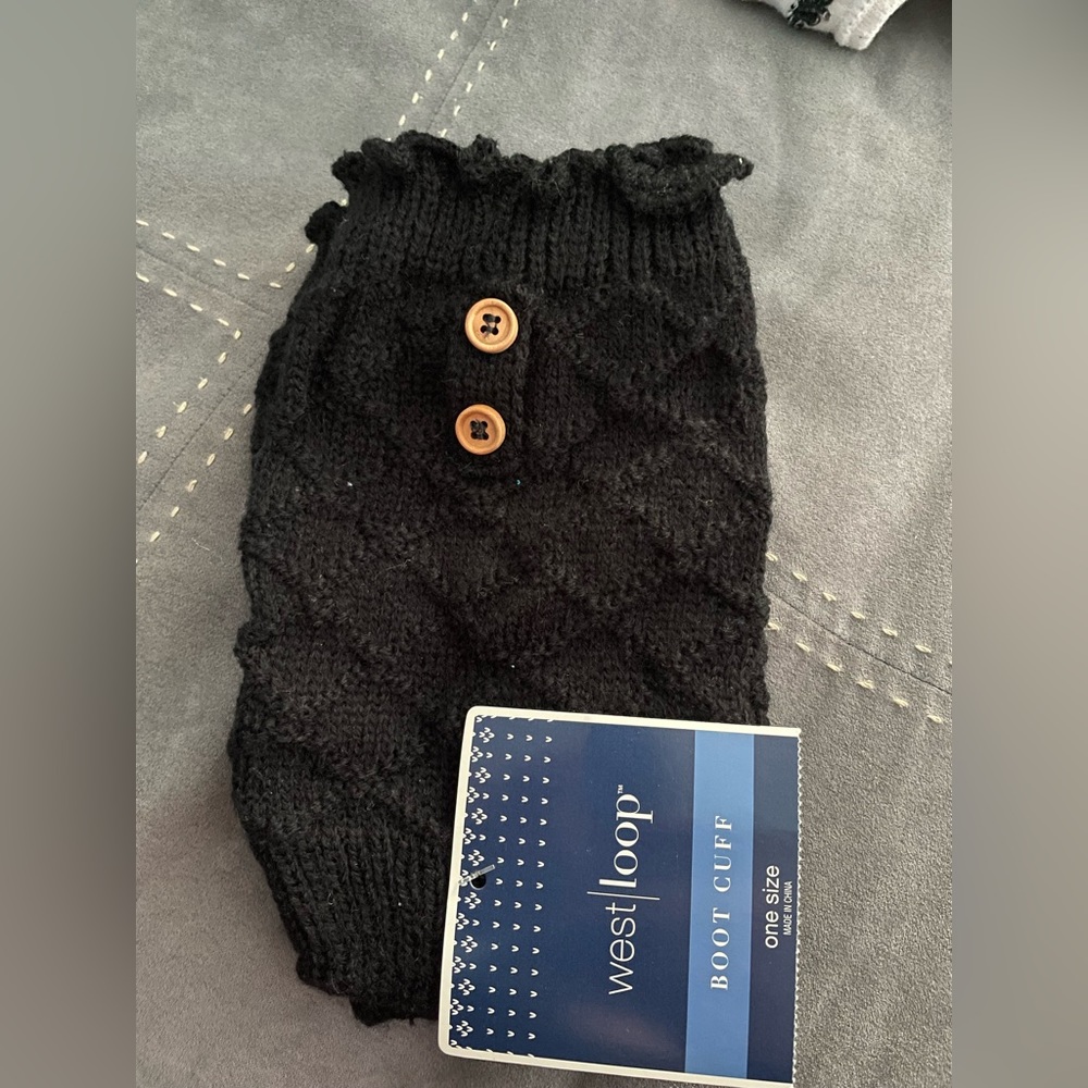Womens ladies west loop boot cuffs black knit winter fall leg warmer accessories